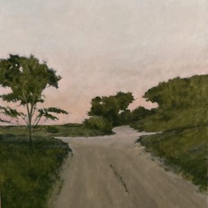 Painting Of A Country Road At Dusk In Dark Tones