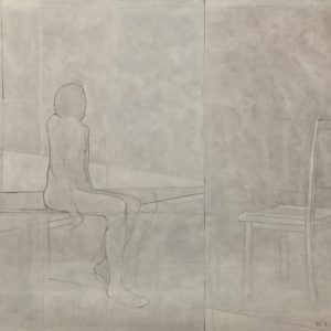 Simple Line Art Of A Sitting Woman And A Chair