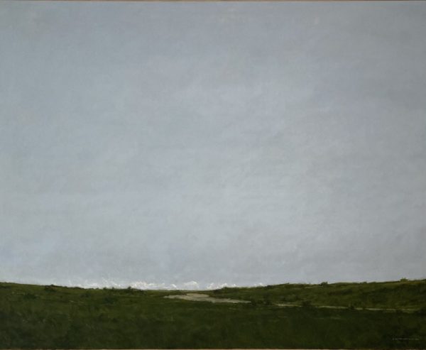 Painting of a Blue-Gray Sky and Dark Green Field