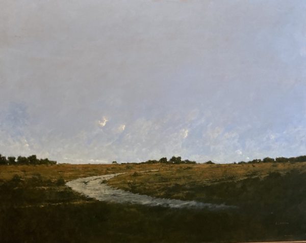 Painting Of A Cloudy Sky, Field, And Curving Road