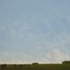 Painting Of Blue Sky And Clouds With Cattle Grazing On A Dark Field